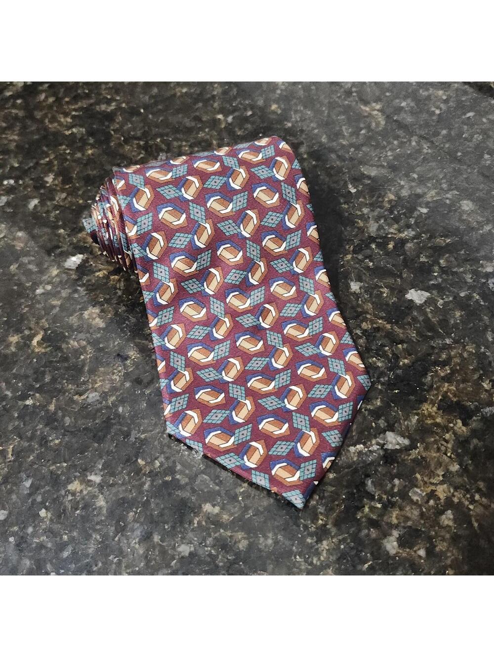Christian Dior Monsieur Neck Tie Silk Geometric Cubic All Over Made In USA
